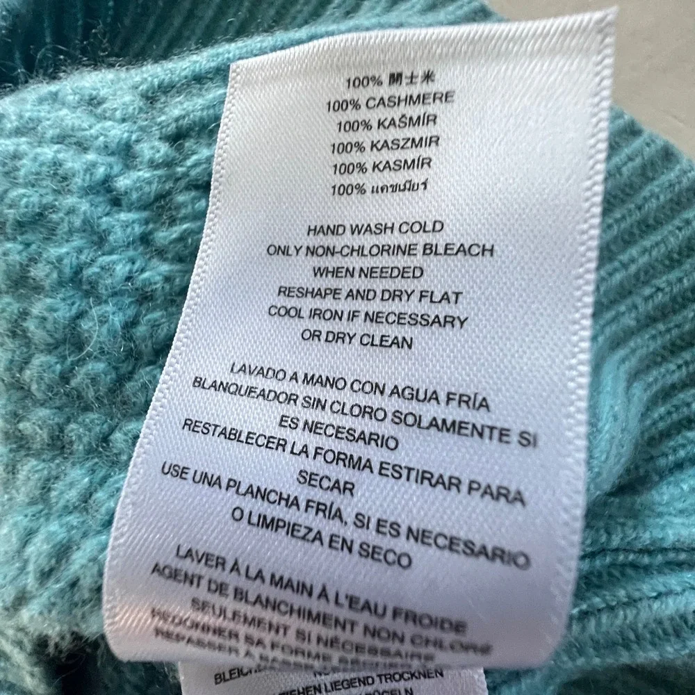 Michael Kors Sweater Women XS Turquoise Cashmere Waffle Knit Crewneck 5558 8/26